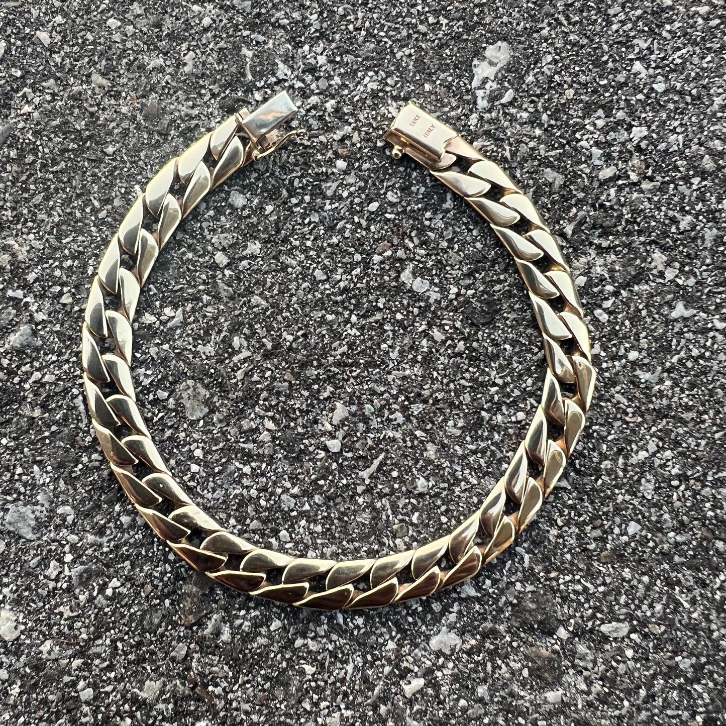 Vintage Solid 14k Sleek Cuban Link Bracelet