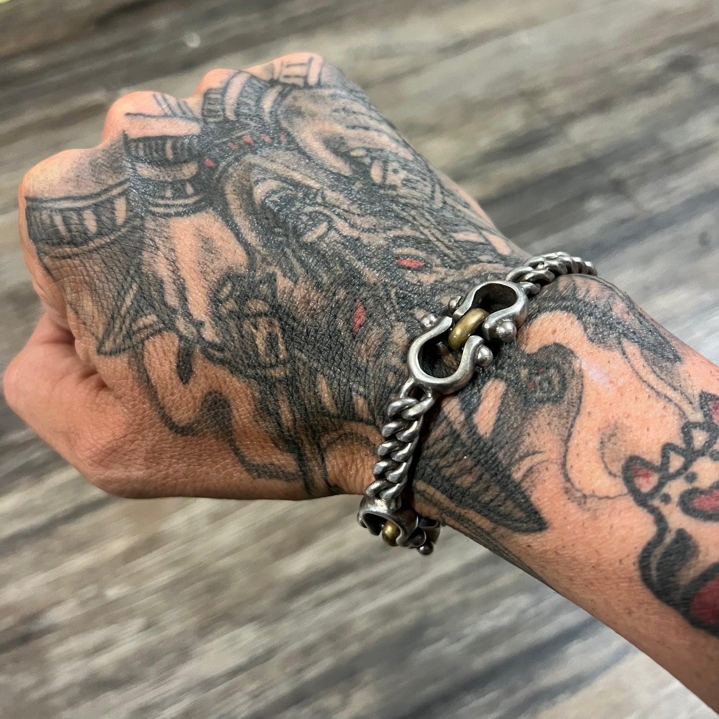 1980’s Sterling/.925 TAXCO Modernist Cuban Link Shackle Bracelet