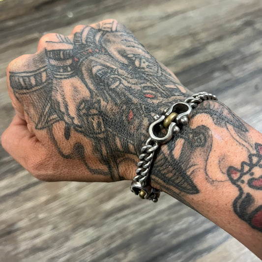 1980’s Sterling/.925 TAXCO Modernist Cuban Link Shackle Bracelet