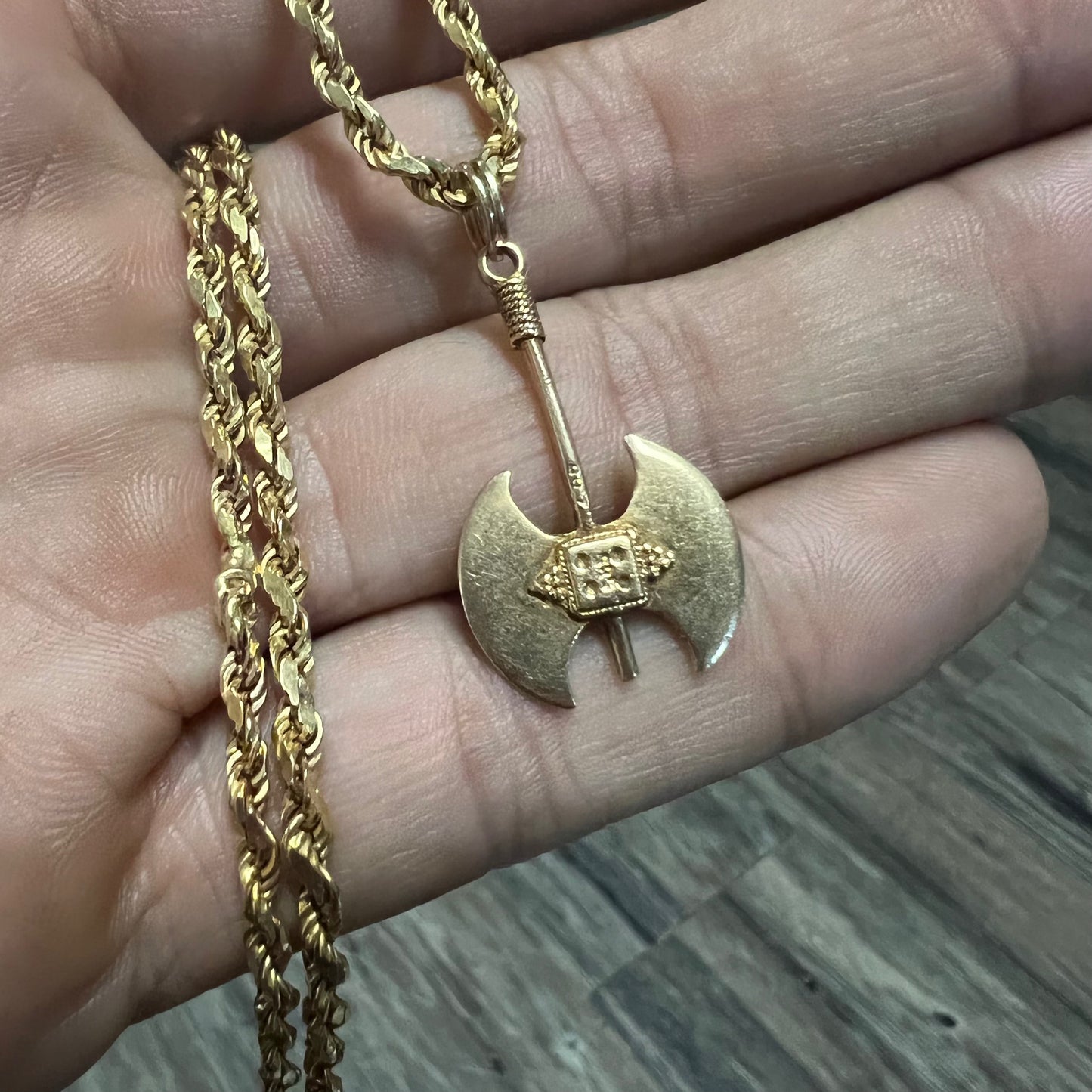 Vintage 14k Medieval Battleaxe Pendant