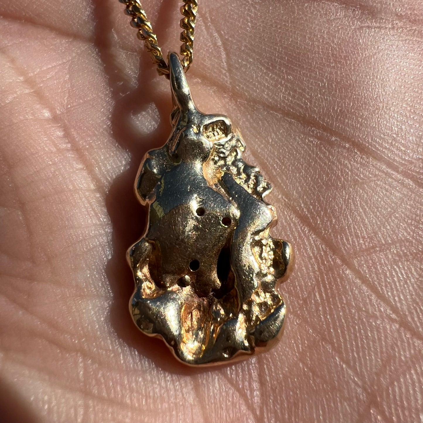 1980’s Solid 14k Diamond/Ruby Nugget Pendant