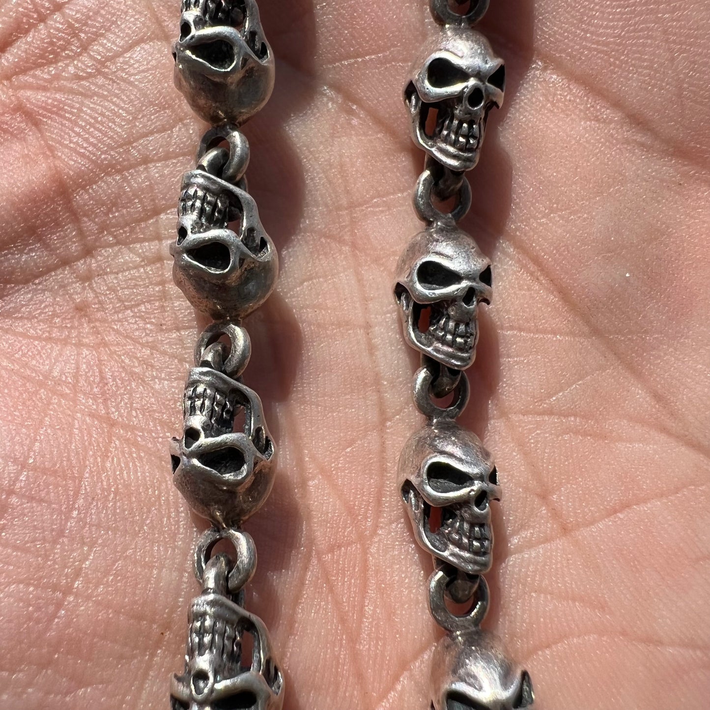 Solid Sterling/.925 Heavy Skull Necklace