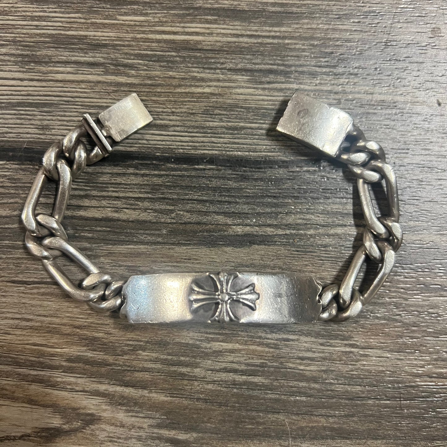 1980’s Taxco Handmade Solid Silver Chrome Hearts Style Bracelet