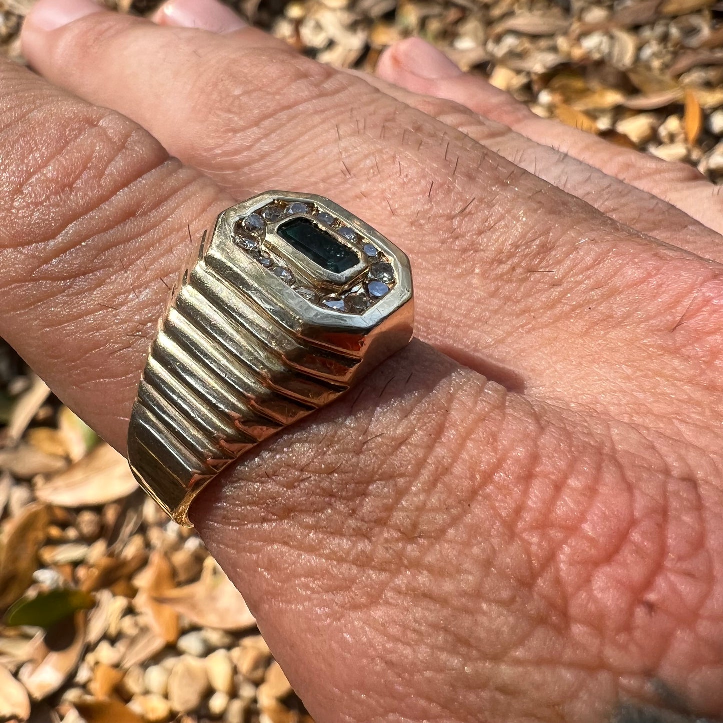 Vintage 14k Natural Emerald And Natural Diamond Ring (10.25)