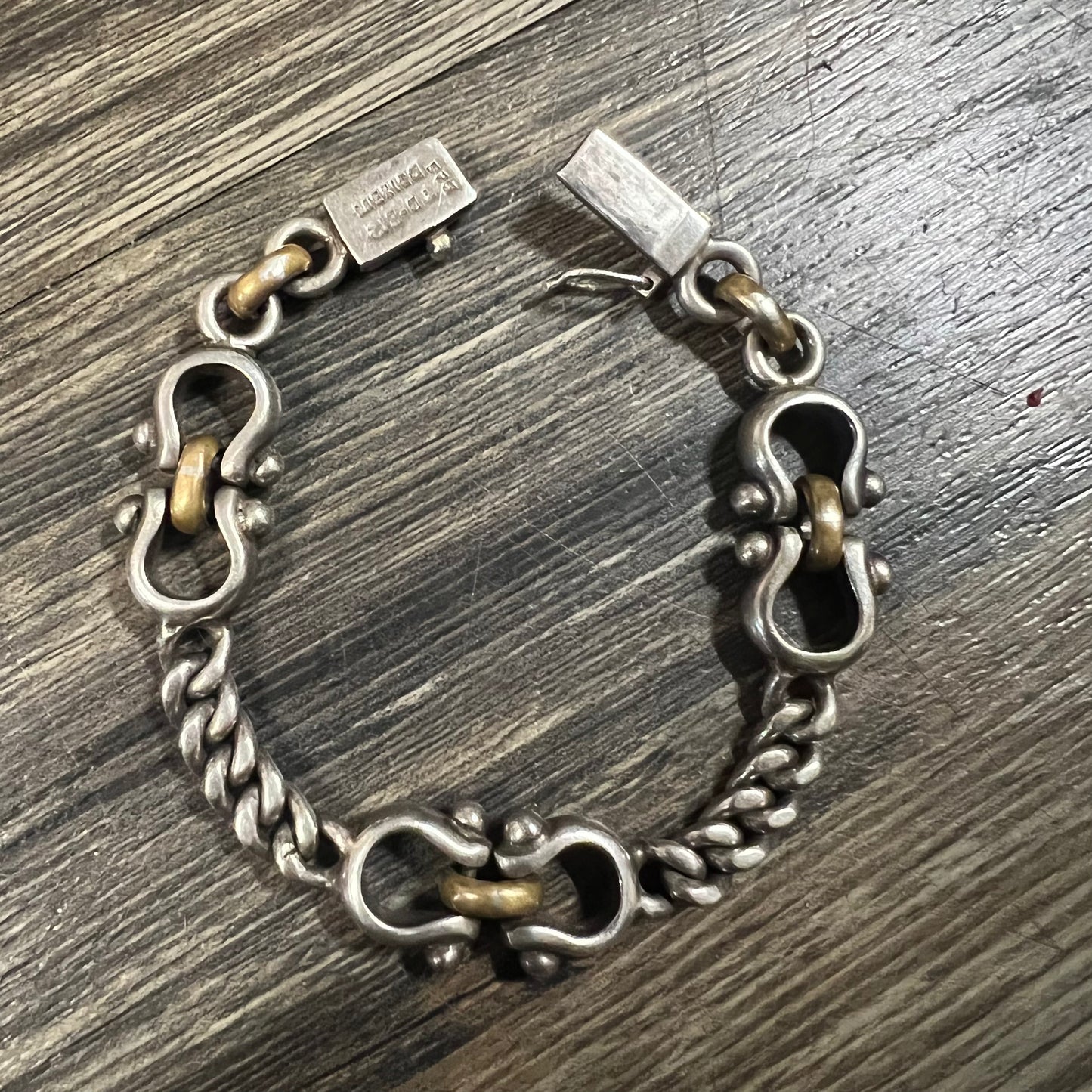 1980’s Sterling/.925 TAXCO Modernist Cuban Link Shackle Bracelet