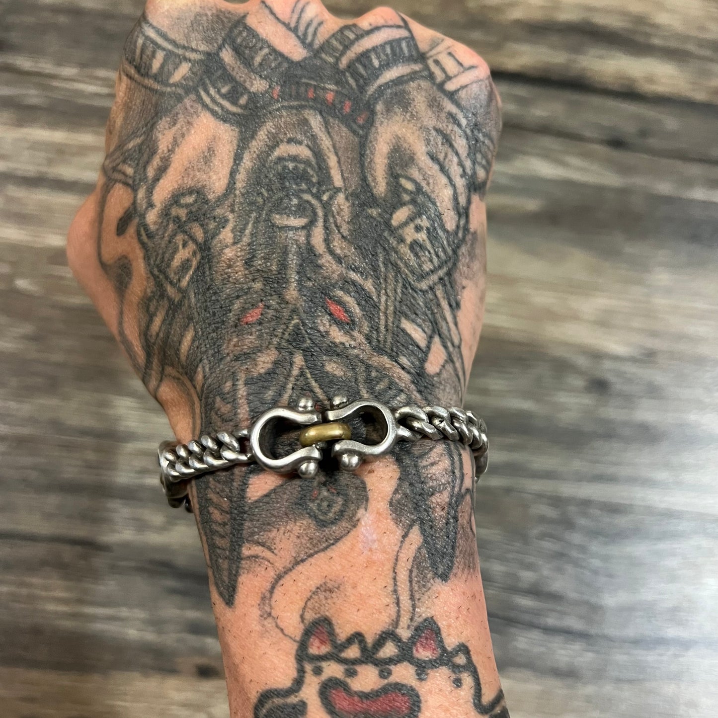 1980’s Sterling/.925 TAXCO Modernist Cuban Link Shackle Bracelet