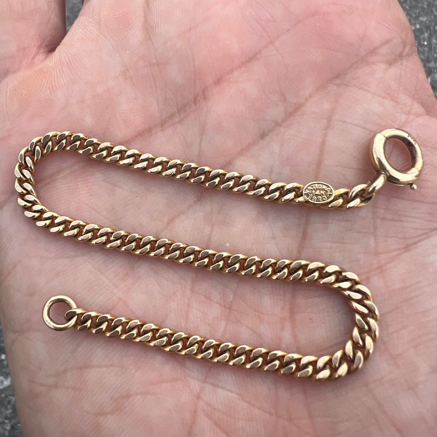 Antique (Dated 1920) Solid 14k Cuban Link Bracelet