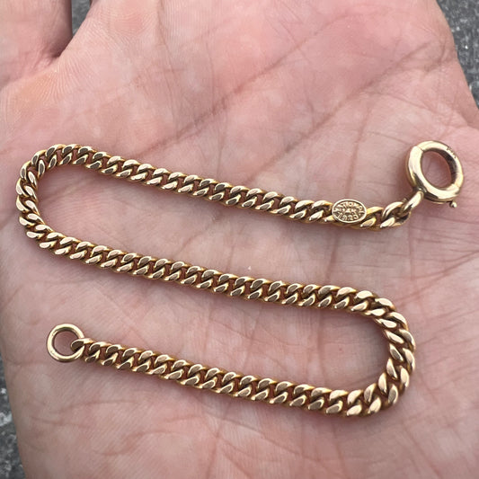 Antique (Dated 1920) Solid 14k Cuban Link Bracelet