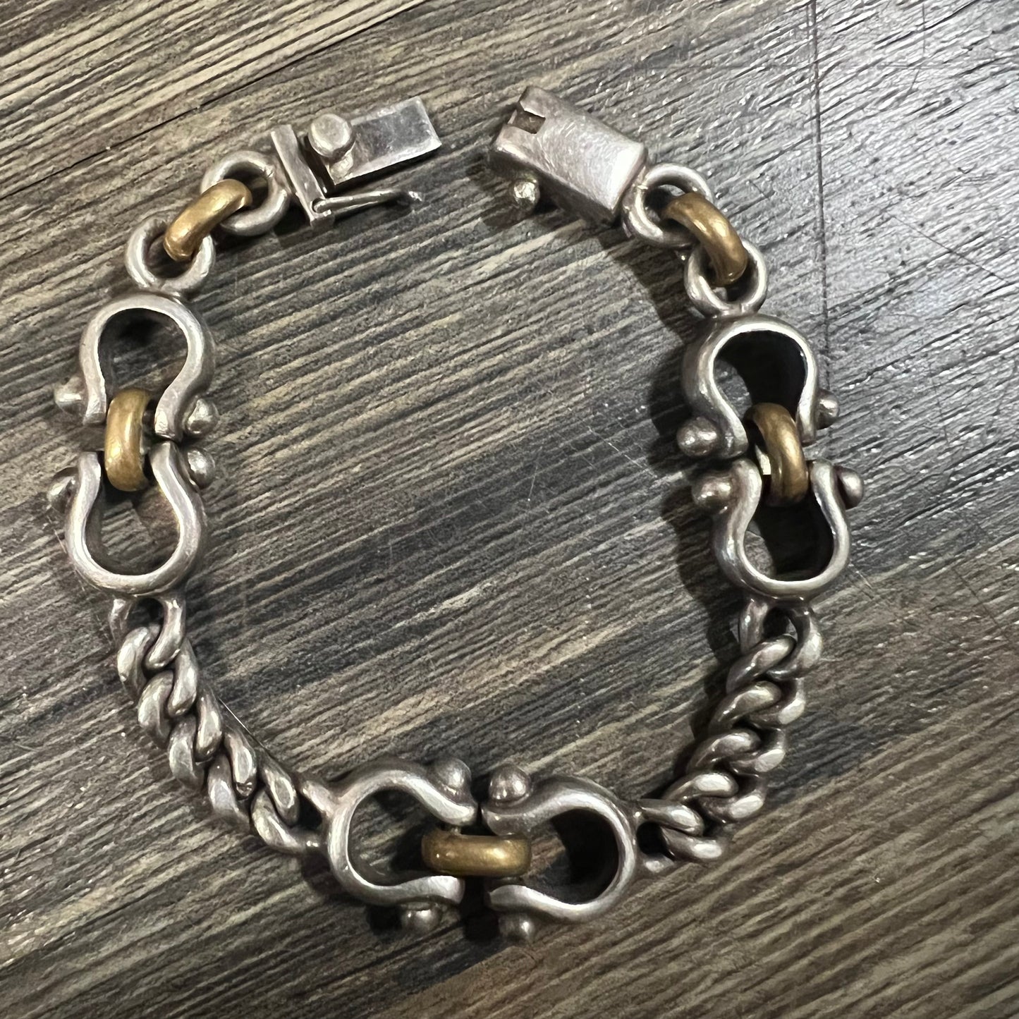 1980’s Sterling/.925 TAXCO Modernist Cuban Link Shackle Bracelet