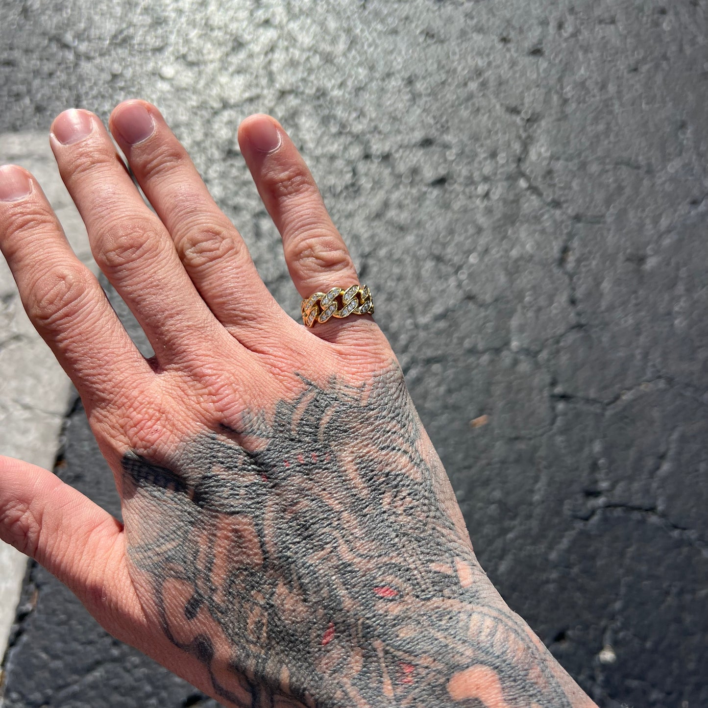 Custom Handmade 14k Natural Diamond Flooded Cuban Link Ring