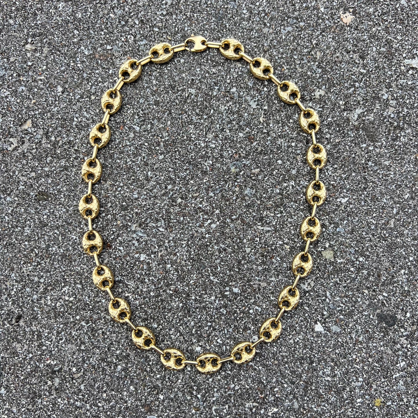 Vintage 14k Nugget Style Puffed Gucci Necklace