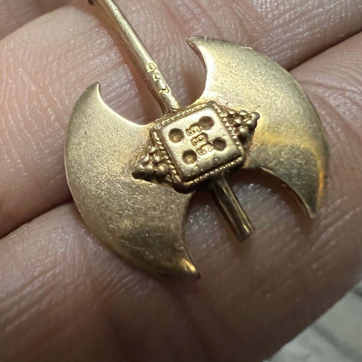 Vintage 14k Medieval Battleaxe Pendant