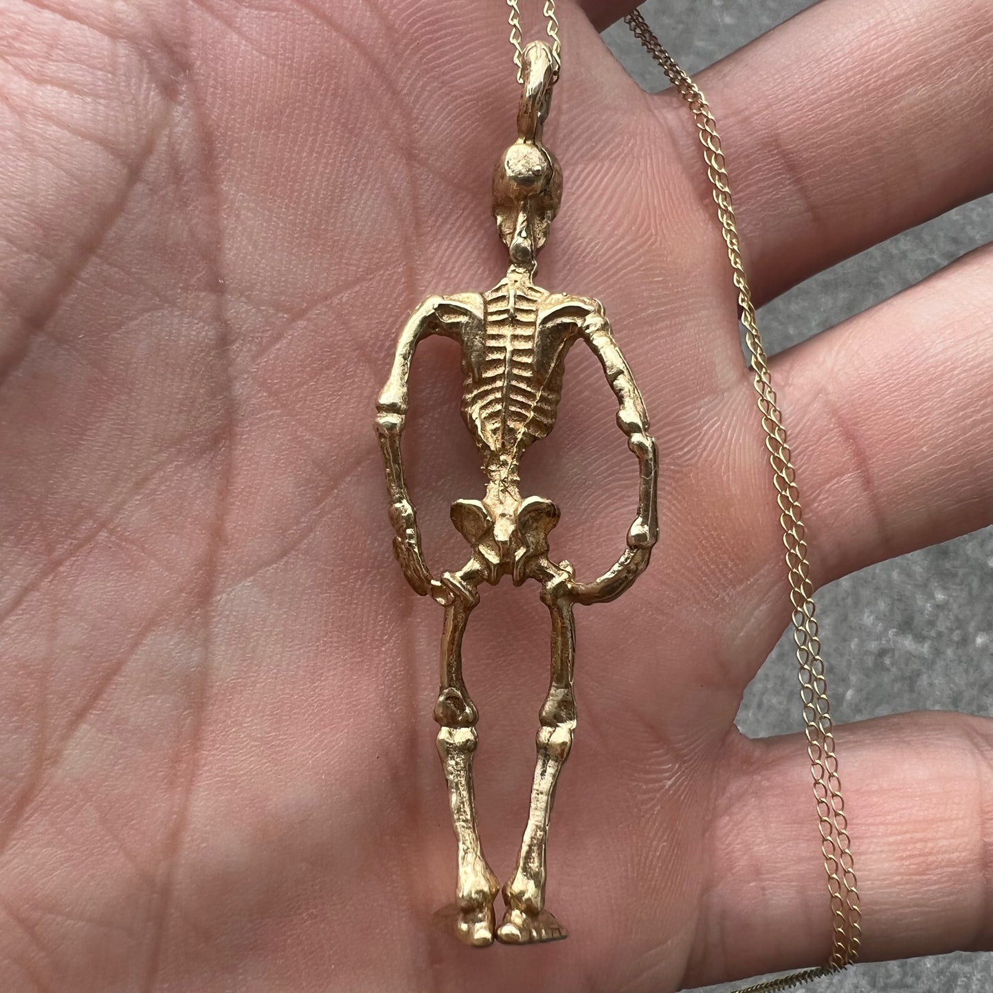 Solid 14k Skeleton Pendant *Free Necklace Included*