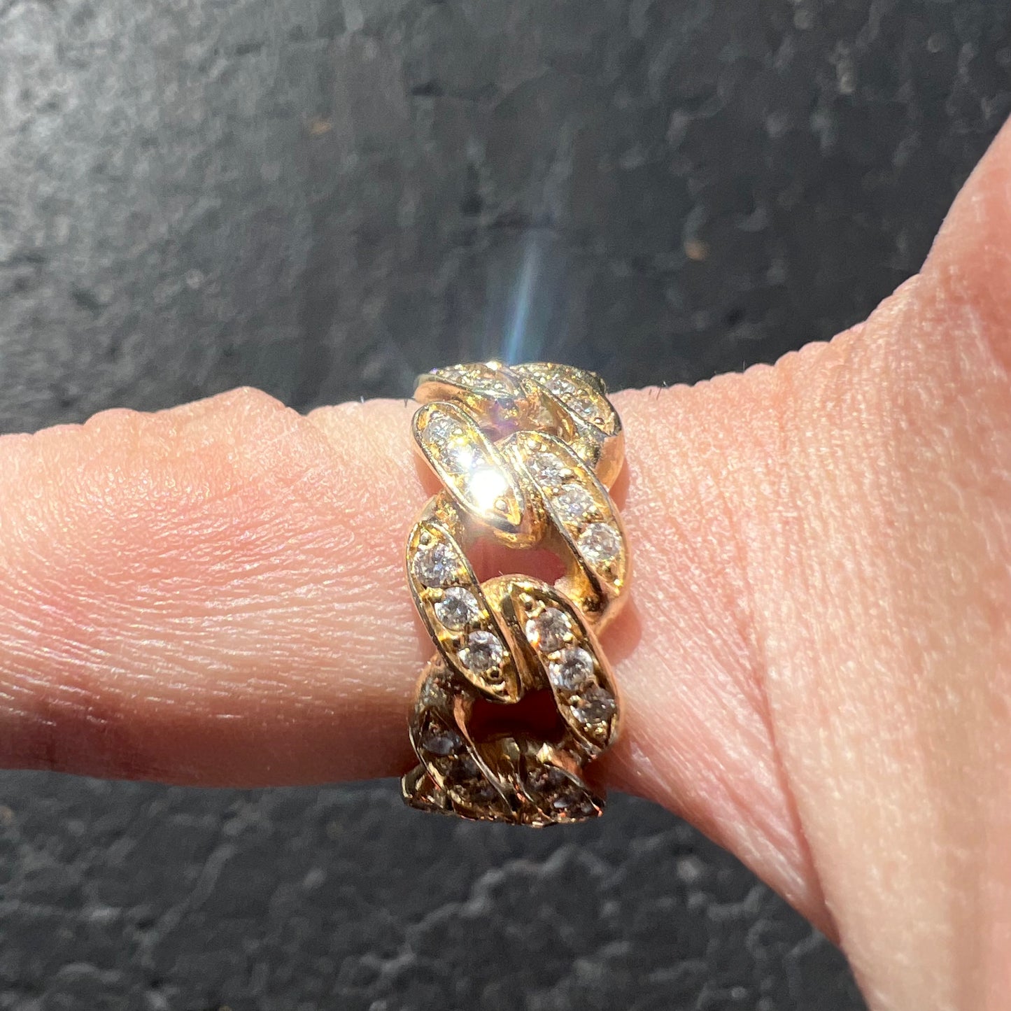 Custom Handmade 14k Natural Diamond Flooded Cuban Link Ring
