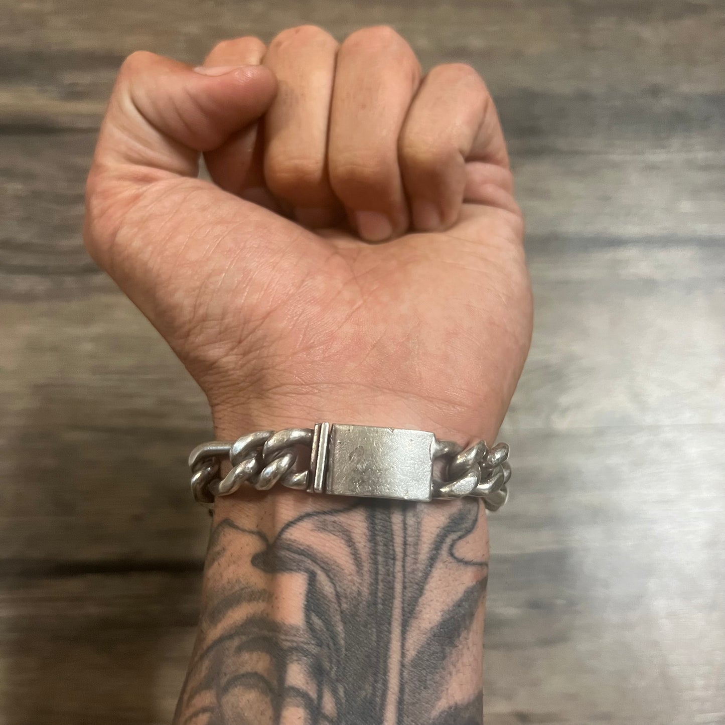 1980’s Taxco Handmade Solid Silver Chrome Hearts Style Bracelet
