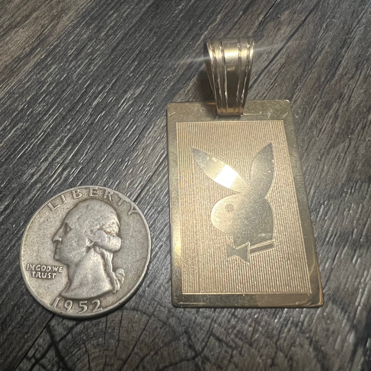 Old School Large 14k Custom Playboy Pendant