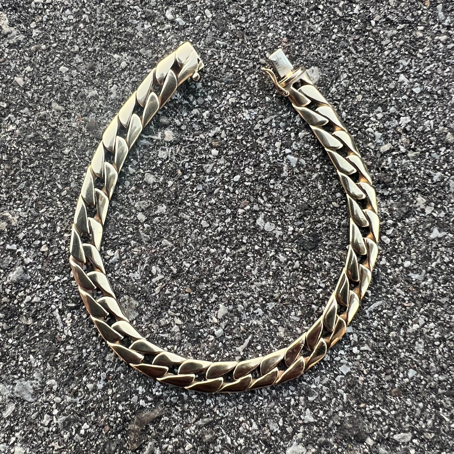 Vintage Solid 14k Sleek Cuban Link Bracelet