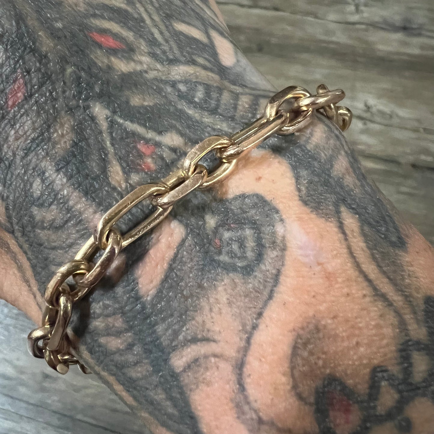 Vintage Solid 14k Hermés Style “Biker Chain” Bracelet