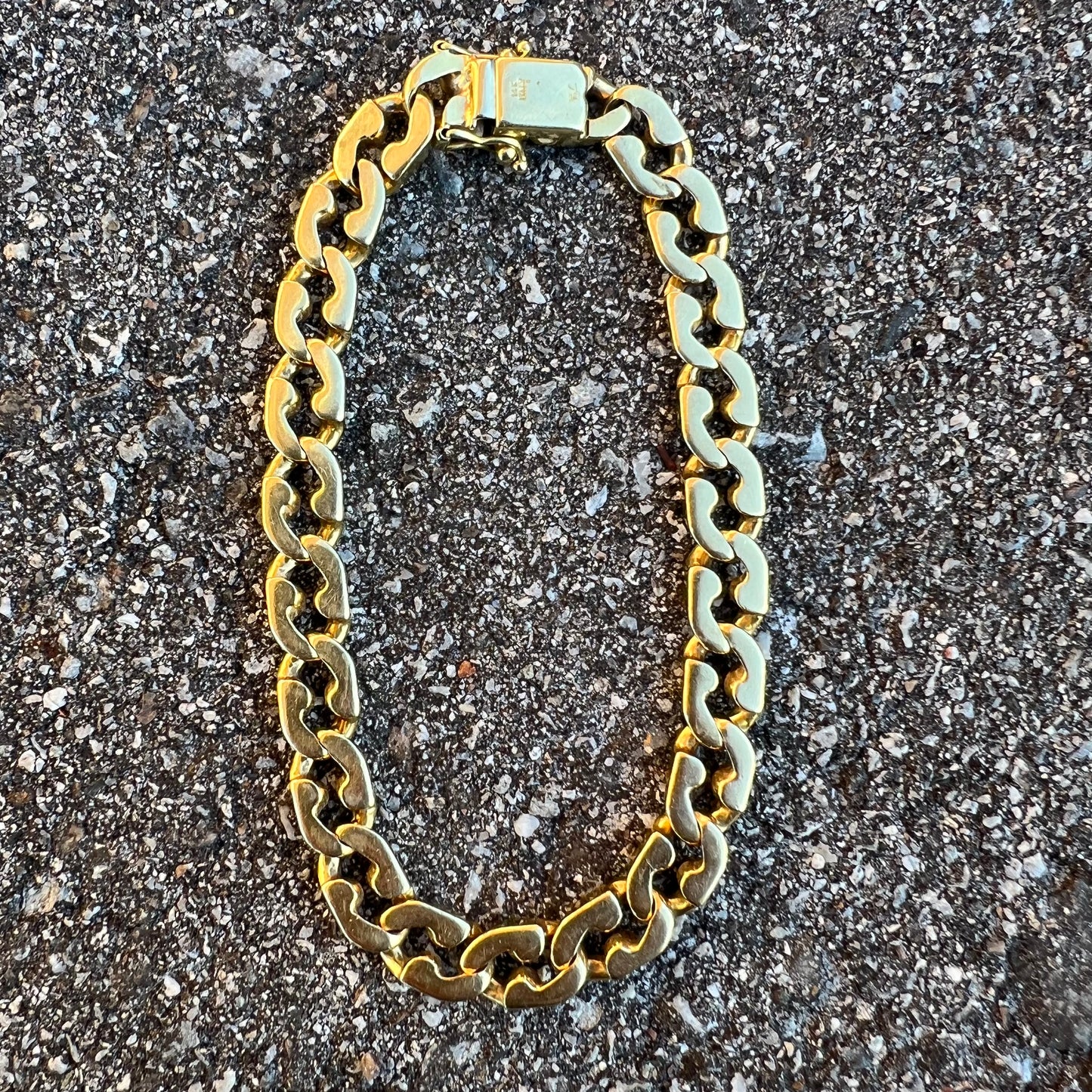Vintage 14k Chunky Razorblade Cuban Link Bracelet