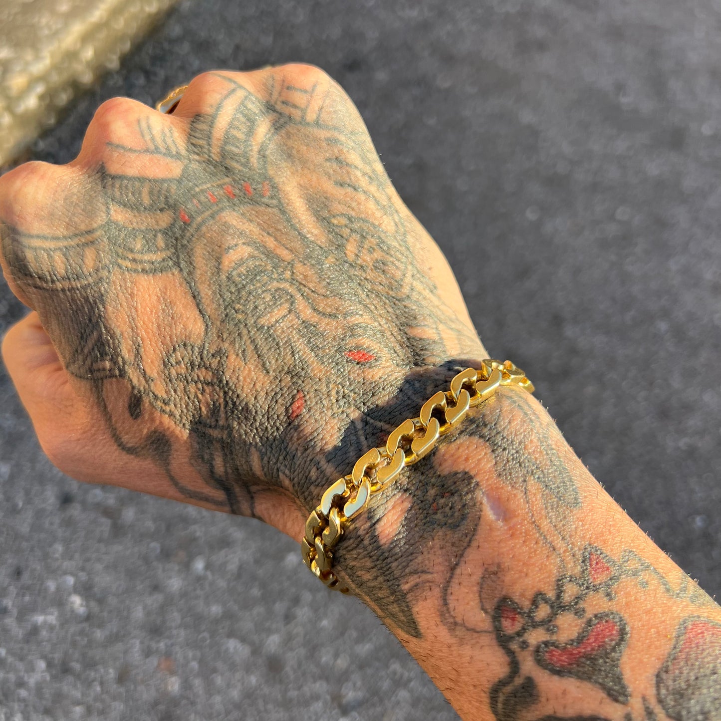 Vintage 14k Chunky Razorblade Cuban Link Bracelet