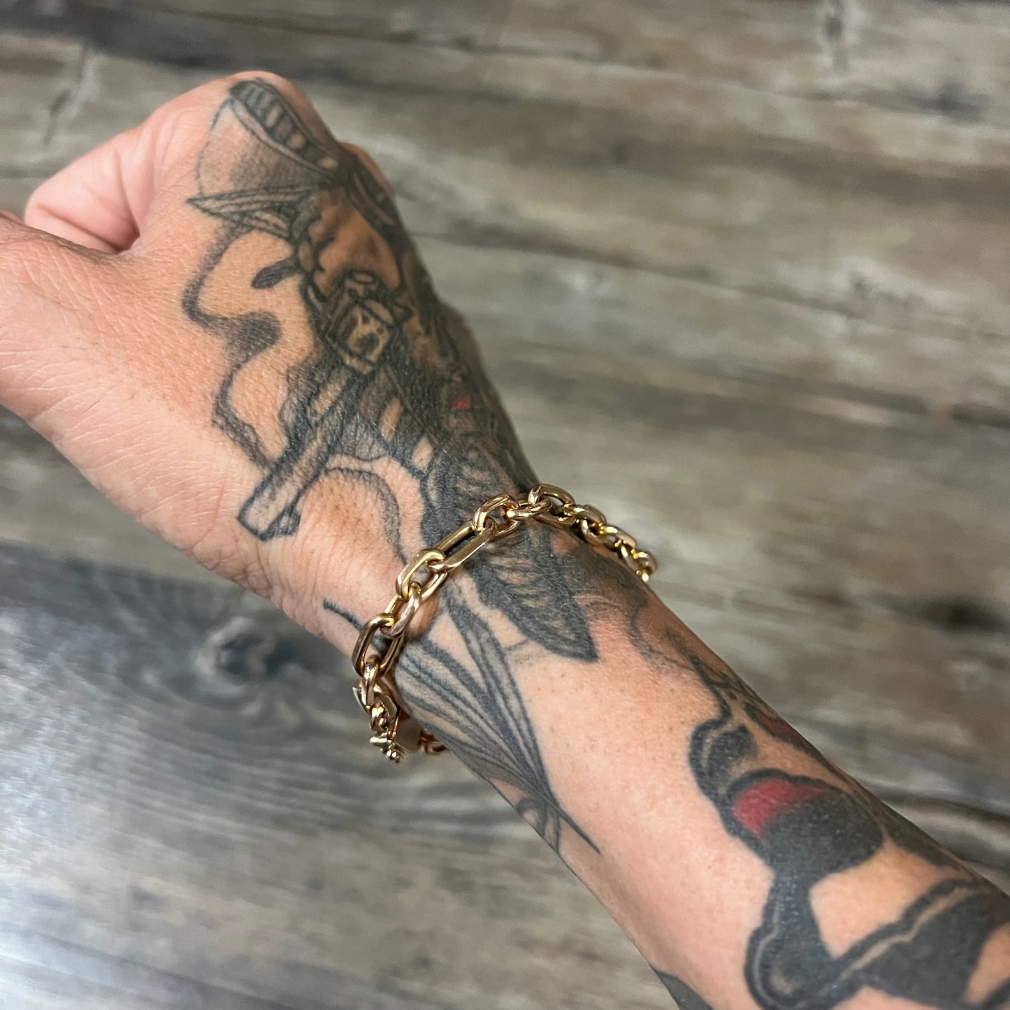 Vintage Solid 14k Hermés Style “Biker Chain” Bracelet