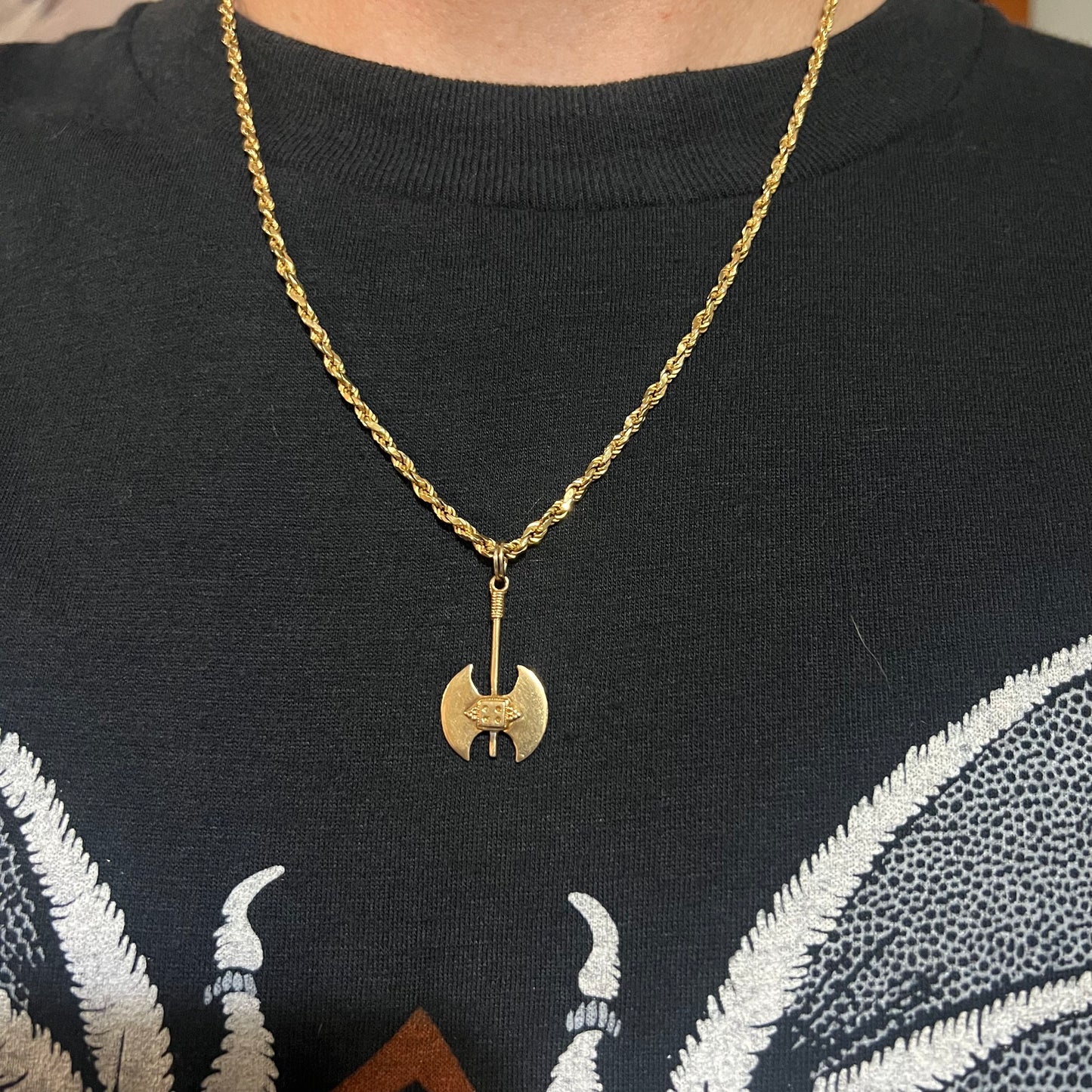 Vintage 14k Medieval Battleaxe Pendant