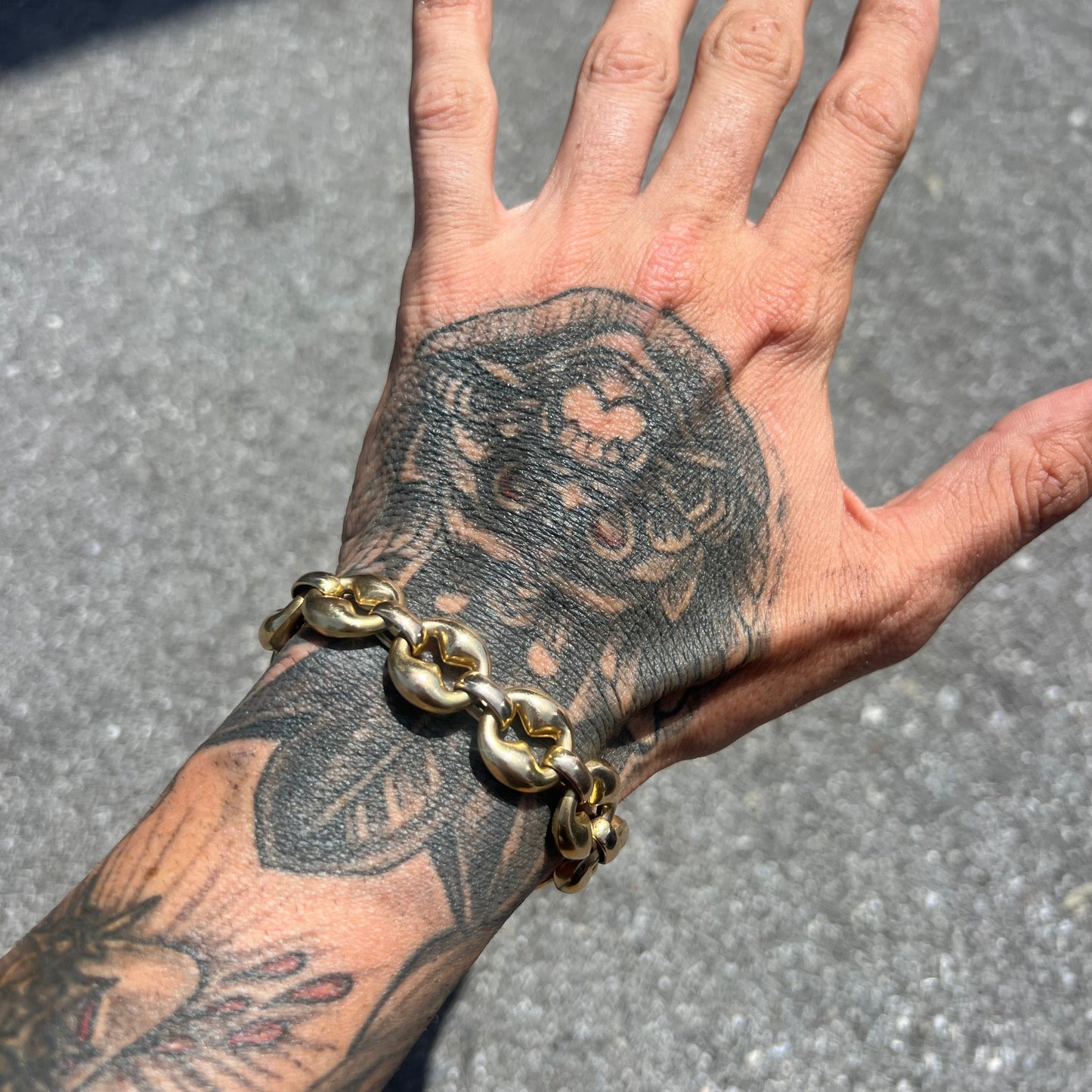 Vintage 14k UnoAerre Chunky Puffed Mariner Bracelet