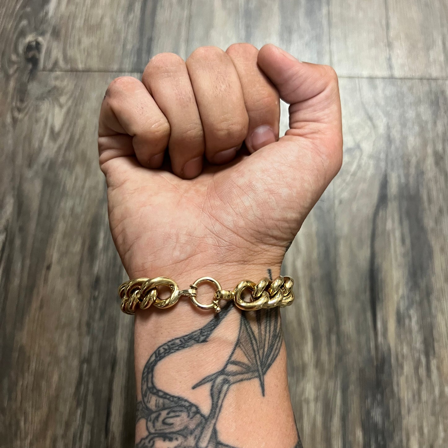 Vintage 14k Super Chunky Curb Link Bracelet By H.W Burdick