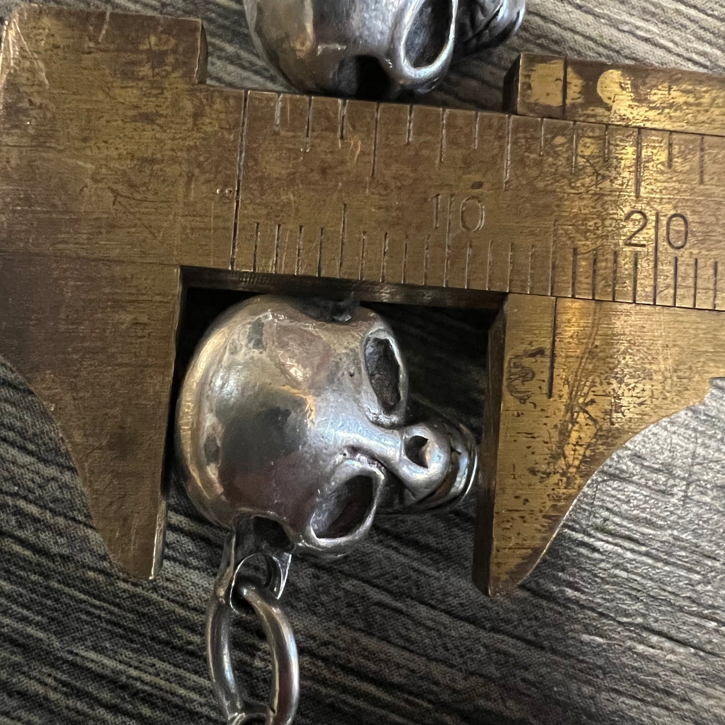 Vintage Heavy Sterling/.925 Handmade Skull Bracelet (8.5”)