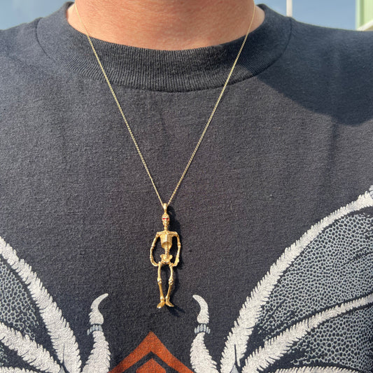 Solid 14k Skeleton Pendant *Free Necklace Included*