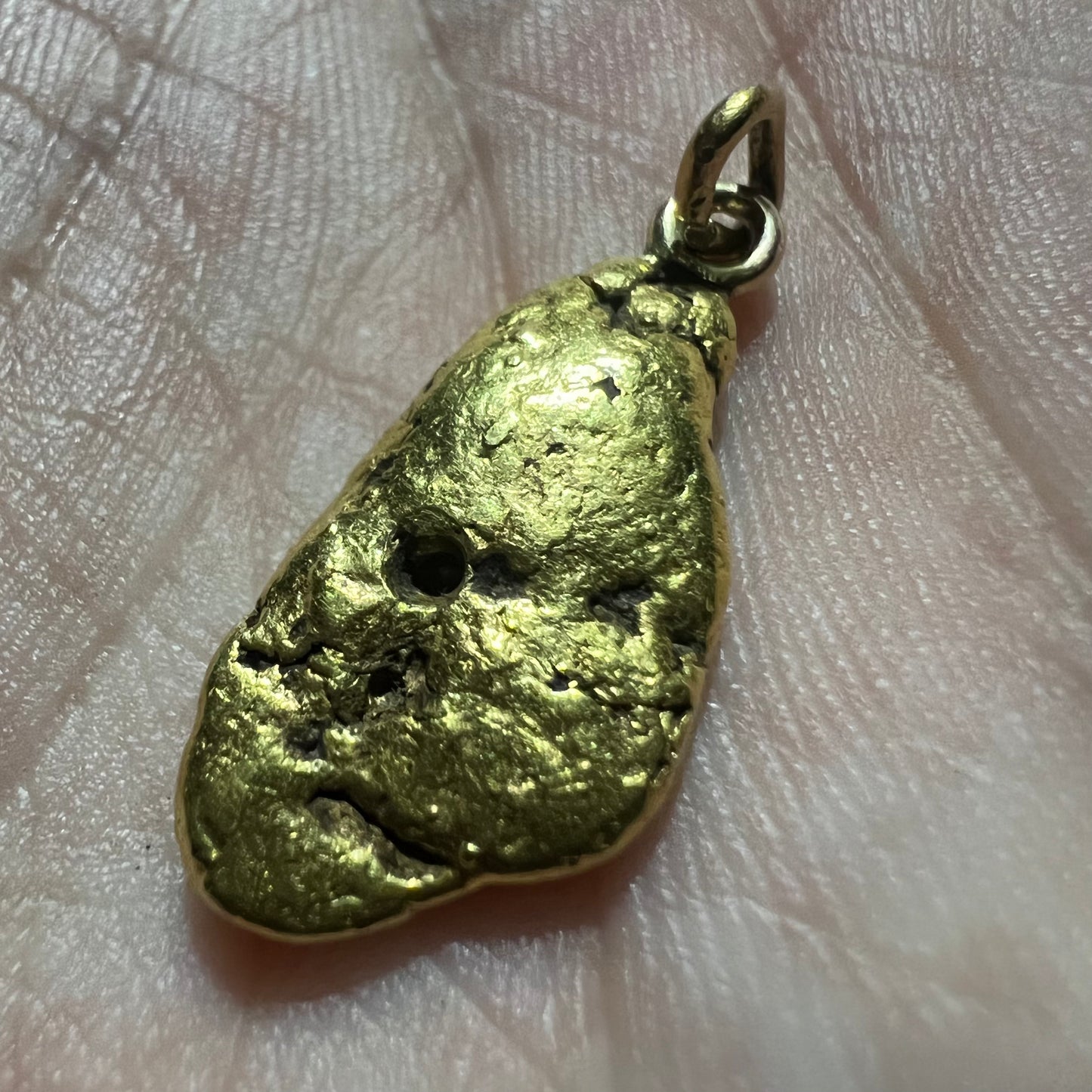 Old Raw California Gold Nugget Solitaire Diamond Pendant
