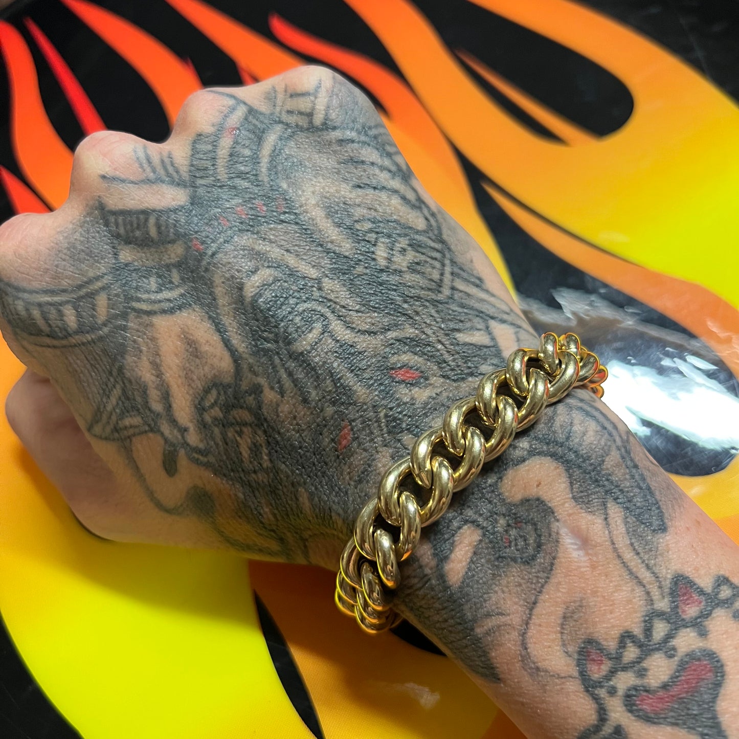 Vintage 14k Super Chunky Curb Link Bracelet By H.W Burdick