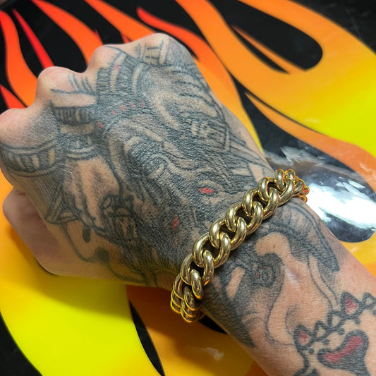 Vintage 14k Super Chunky Curb Link Bracelet By H.W Burdick