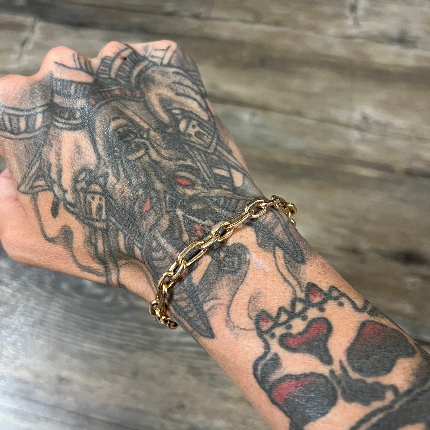 Vintage Solid 14k Hermés Style “Biker Chain” Bracelet