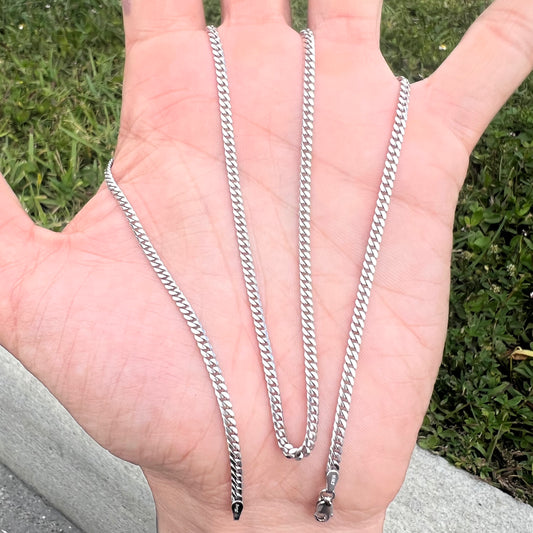 Solid 14k White Gold Miami Cuban Link