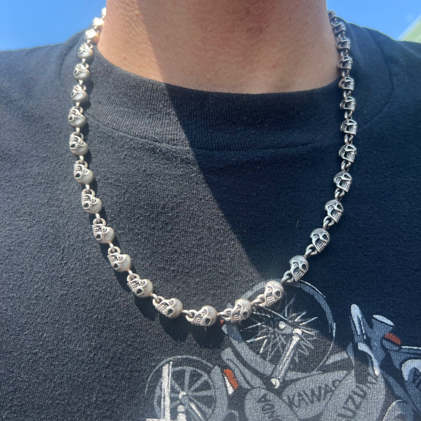 Solid Sterling/.925 Heavy Skull Necklace