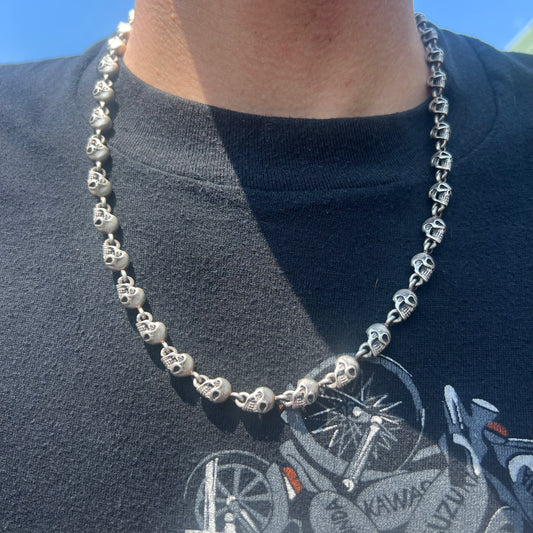 Solid Sterling/.925 Heavy Skull Necklace