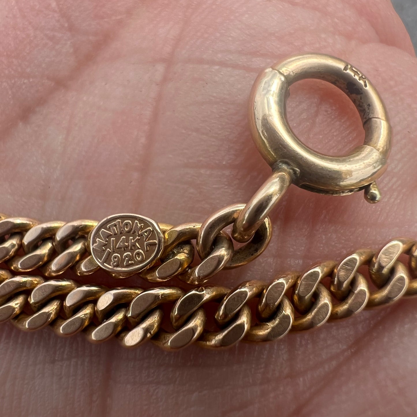 Antique (Dated 1920) Solid 14k Cuban Link Bracelet