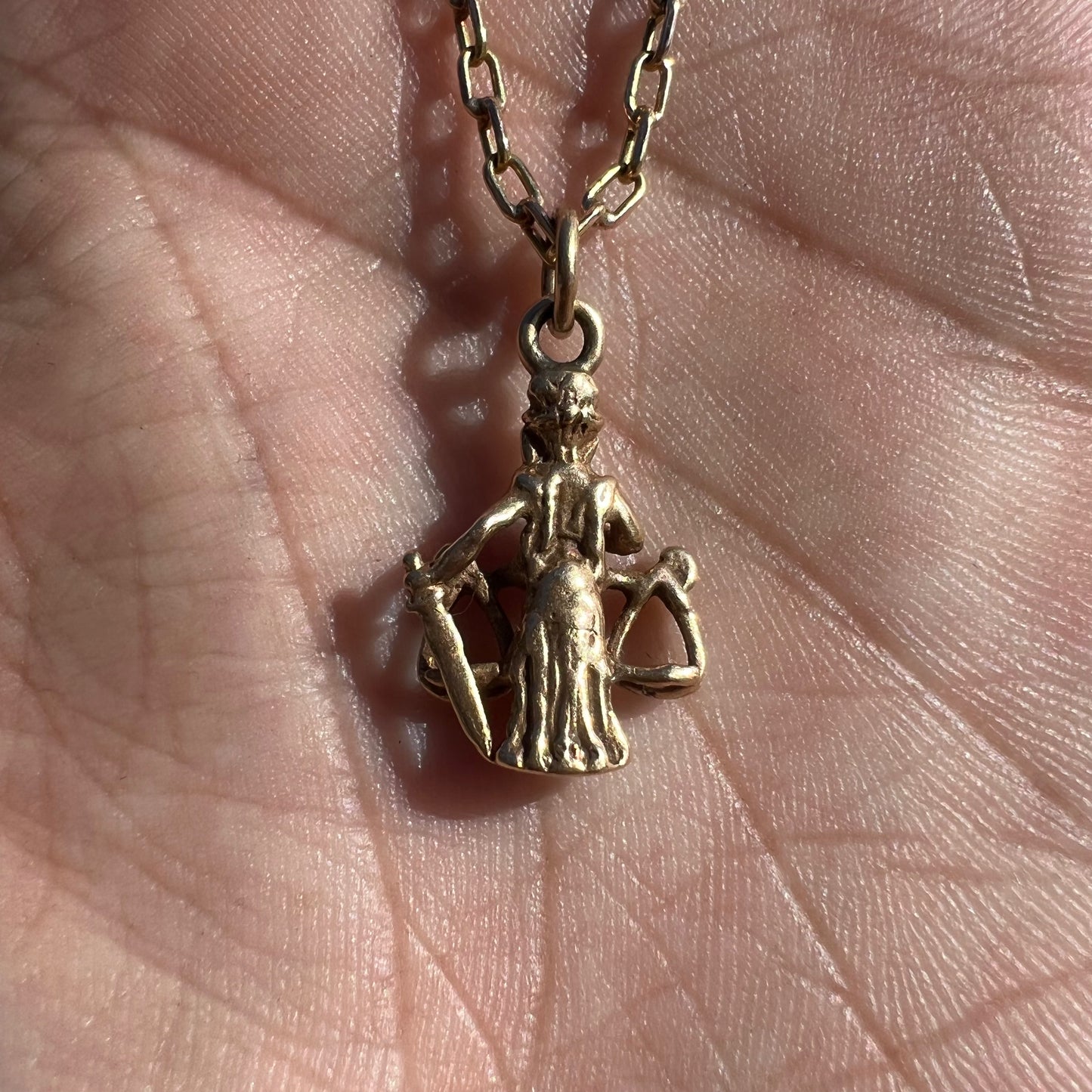 Vintage 14k Lady Justice Pendant