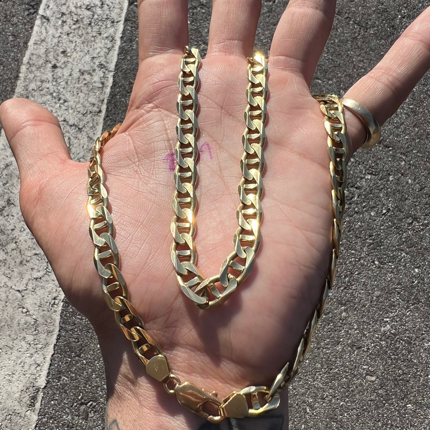 1990’s Solid 14k Heavyweight Mariner Link Necklace