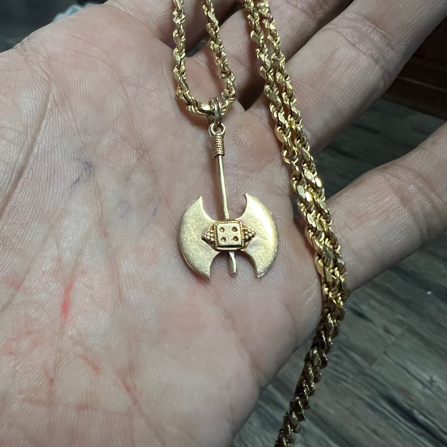 Vintage 14k Medieval Battleaxe Pendant