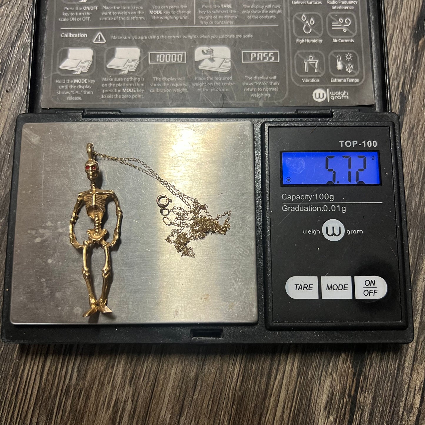 Solid 14k Skeleton Pendant *Free Necklace Included*