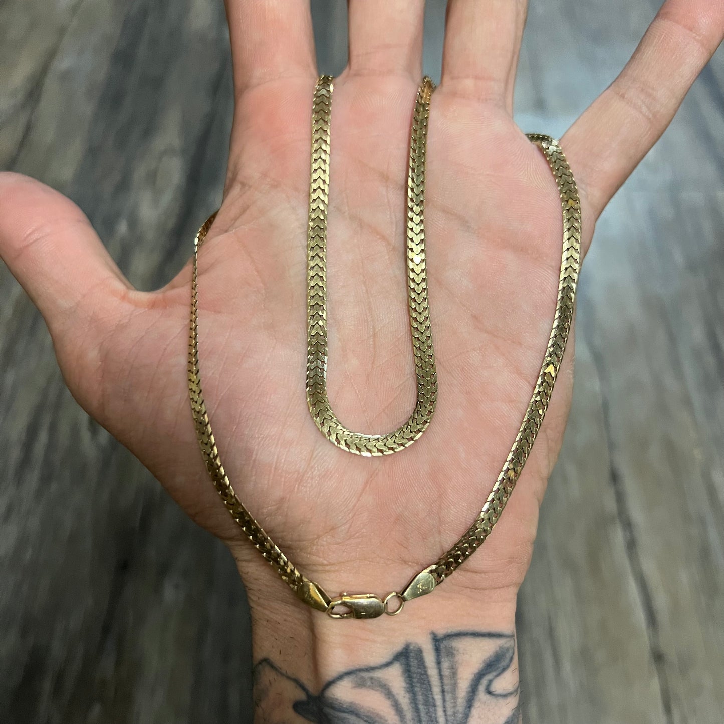 Vintage 14k Serpentine Herringbone Necklace