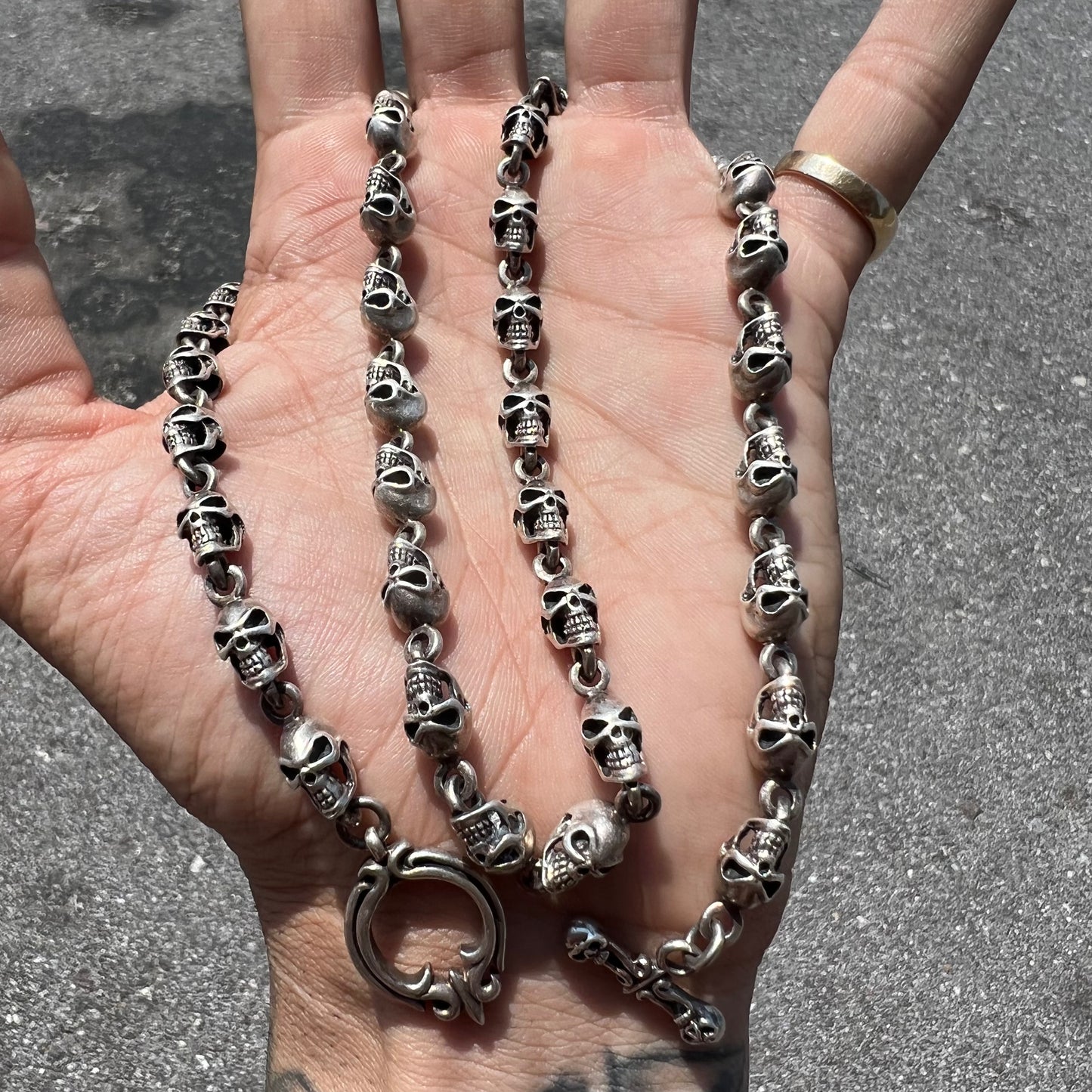 Solid Sterling/.925 Heavy Skull Necklace