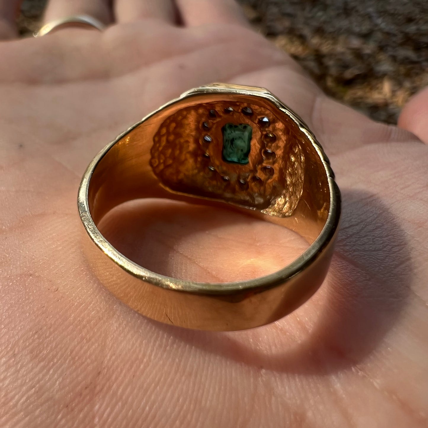 Vintage 14k Natural Emerald And Natural Diamond Ring (10.25)