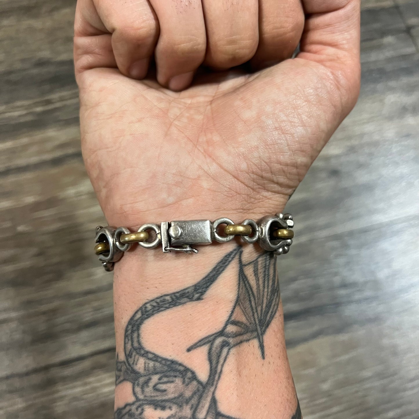 1980’s Sterling/.925 TAXCO Modernist Cuban Link Shackle Bracelet
