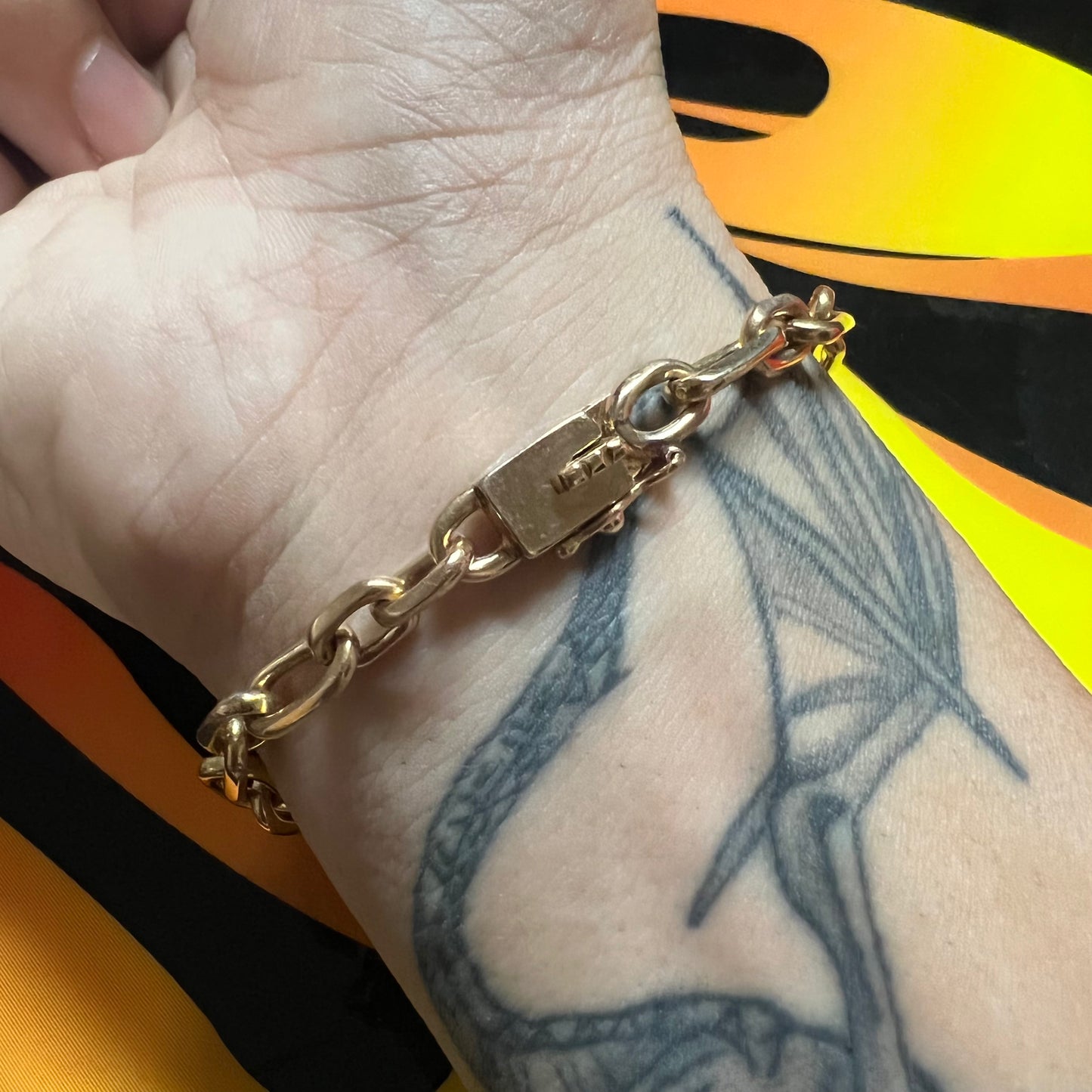 Vintage Solid 14k Hermés Style “Biker Chain” Bracelet
