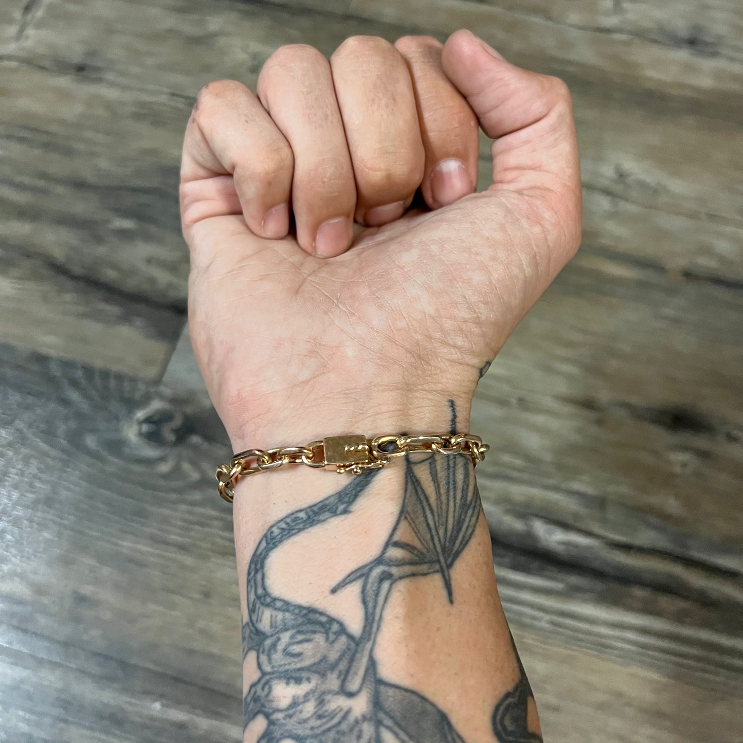 Vintage Solid 14k Hermés Style “Biker Chain” Bracelet
